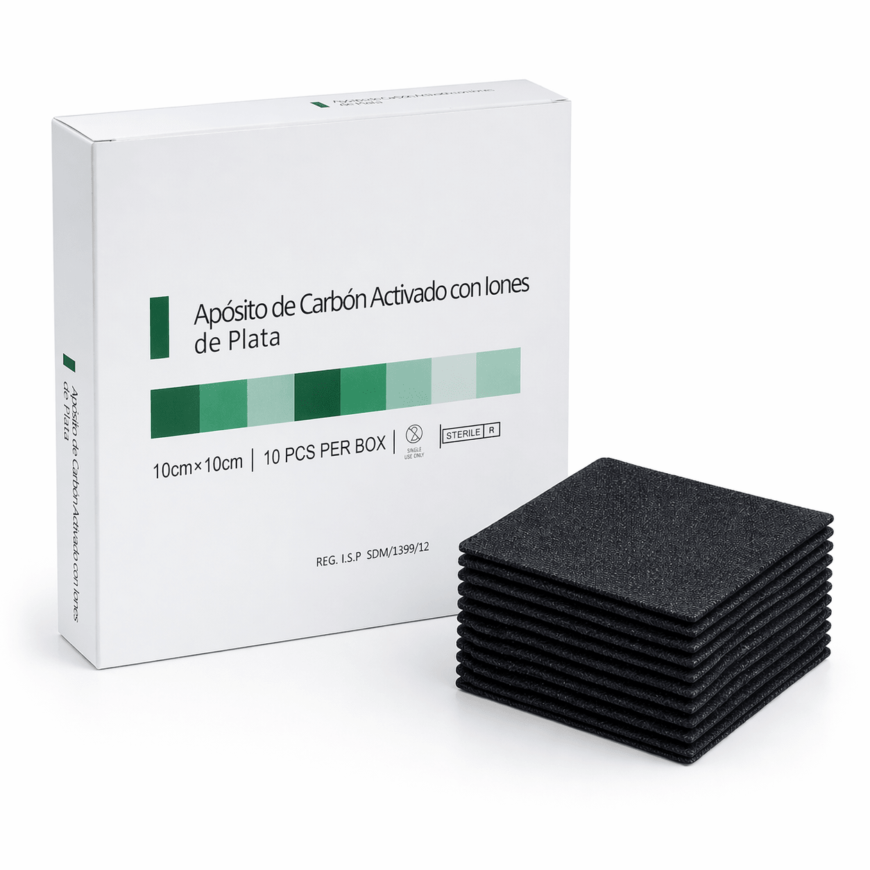 Apósito Carbón activado con plata 10x10 cm (Caja 10 unidades) - INDUMEDICAL
