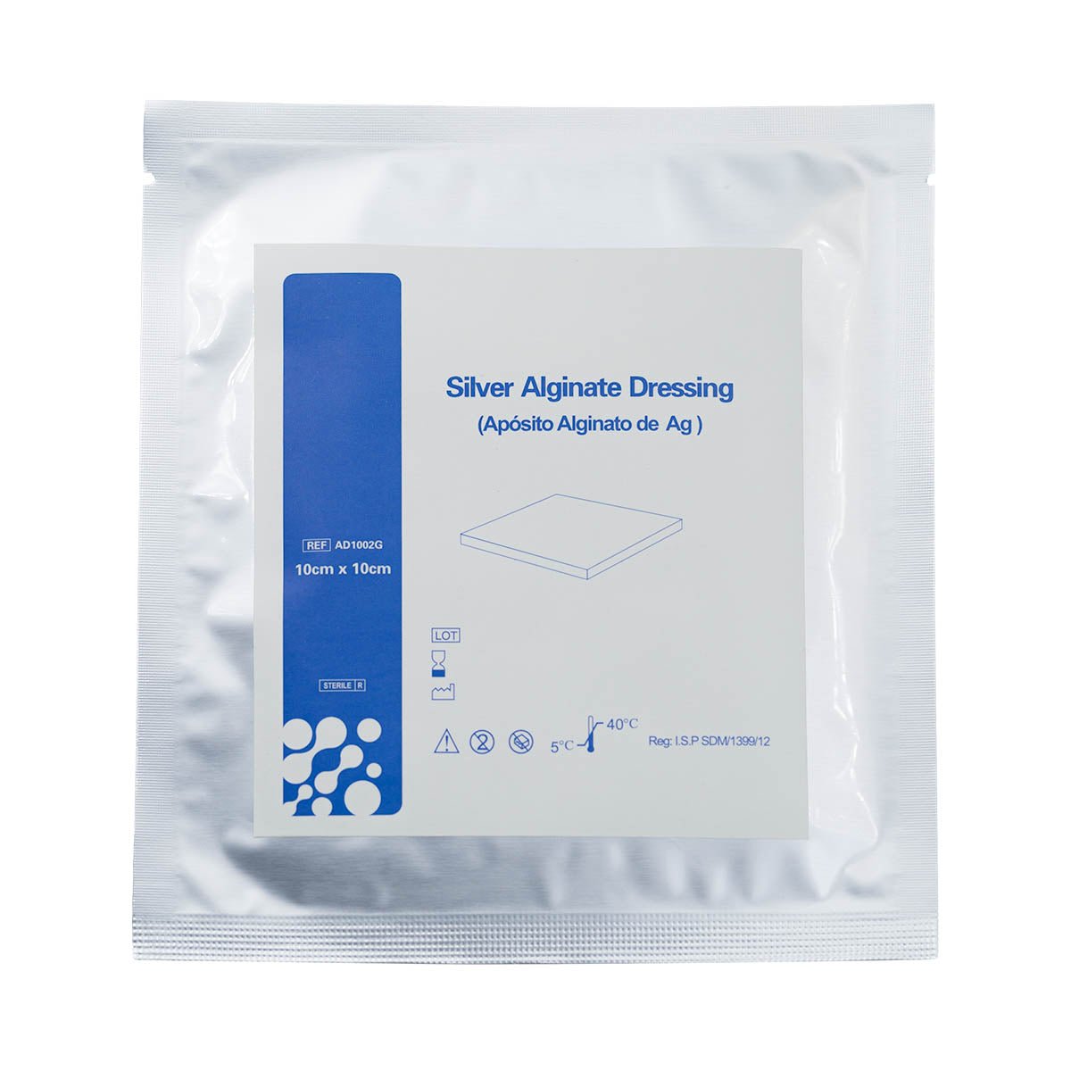 Apósito Alginato de calcio con plata 10 x 10 cm 10 unidades - INDUMEDICAL