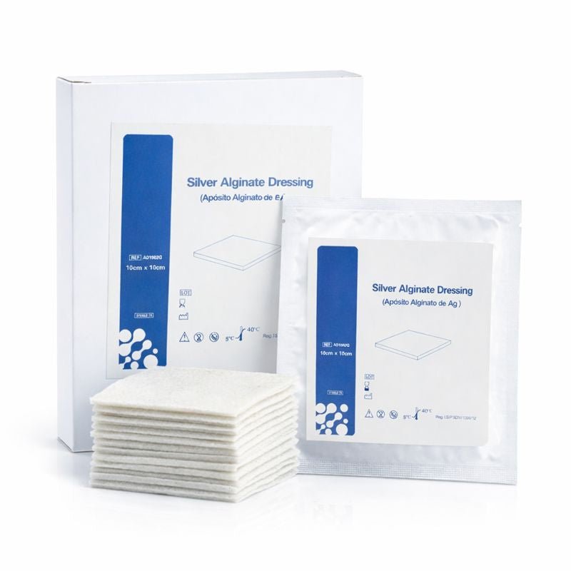 Apósito Alginato de calcio con plata 10 x 10 cm 10 unidades - INDUMEDICAL