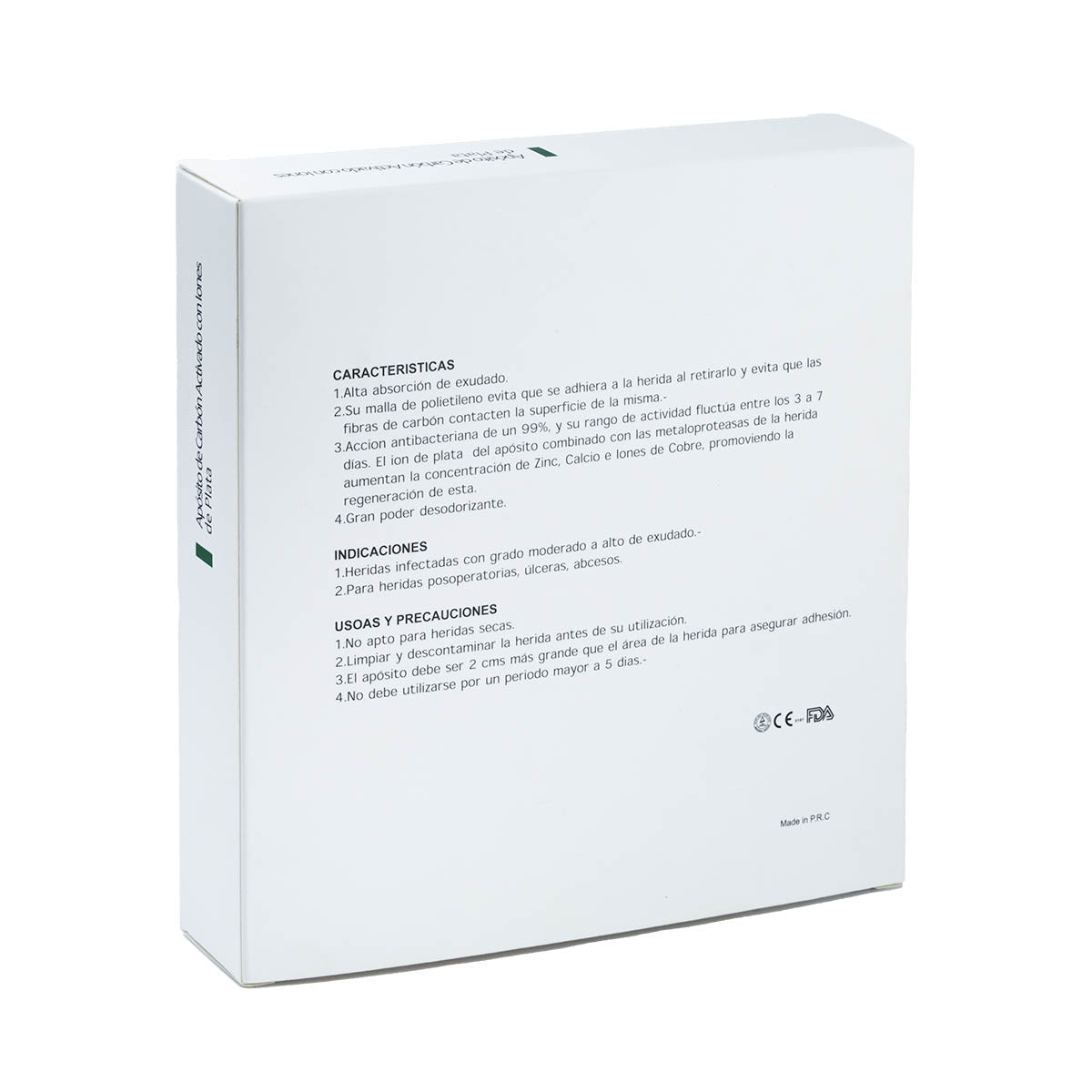 Apósito Carbón activado con plata 10 x 10 cm ( caja 10 unidades) - INDUMEDICAL