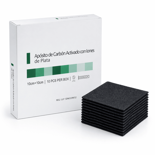 Apósito Carbón activado con plata 10x10 cm (Caja 10 unidades) - INDUMEDICAL