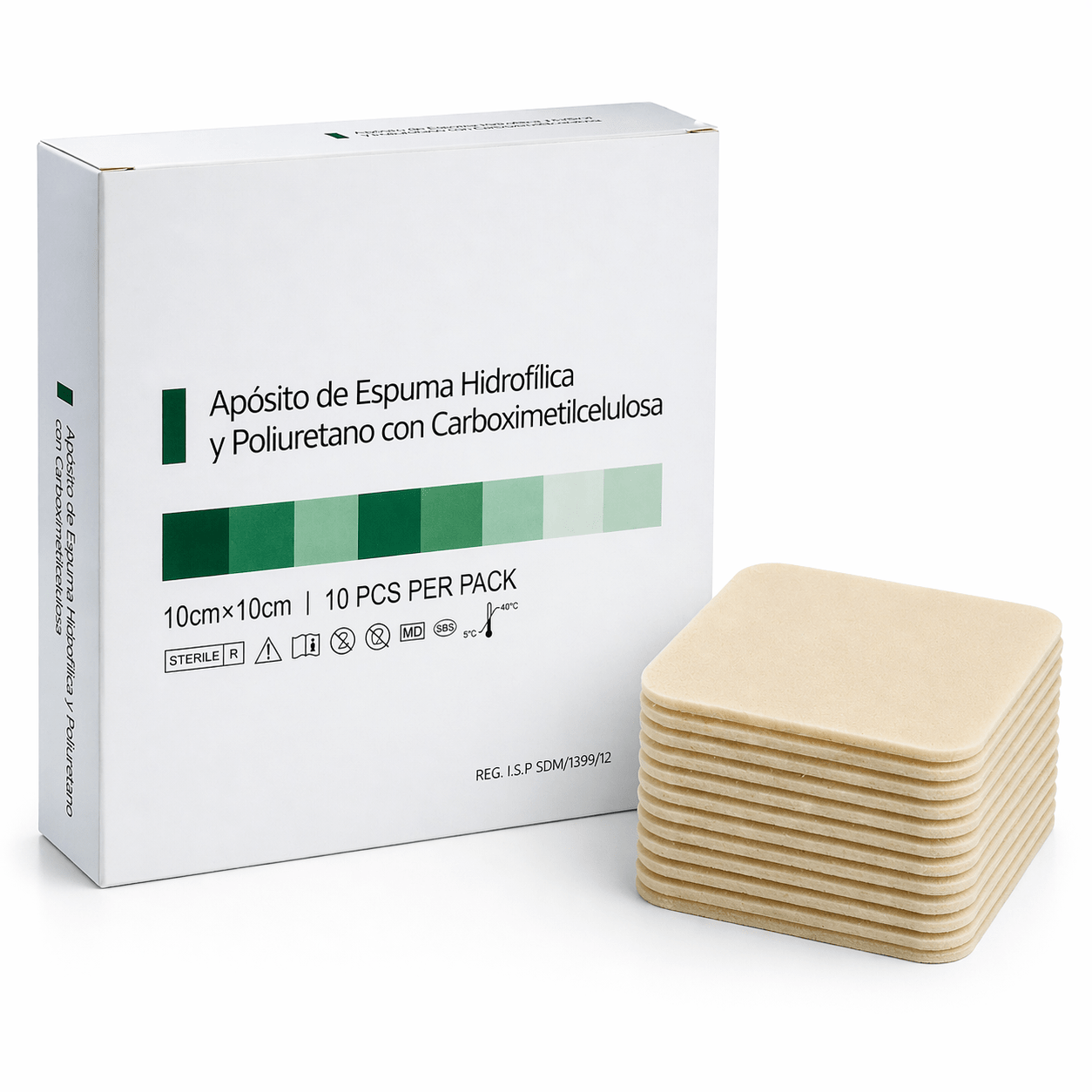 Apósito de Espuma Hidrofílica de Poliuretano y Carboximetilcelulosa 10x10 cm (Caja 10 unidades) - INDUMEDICAL