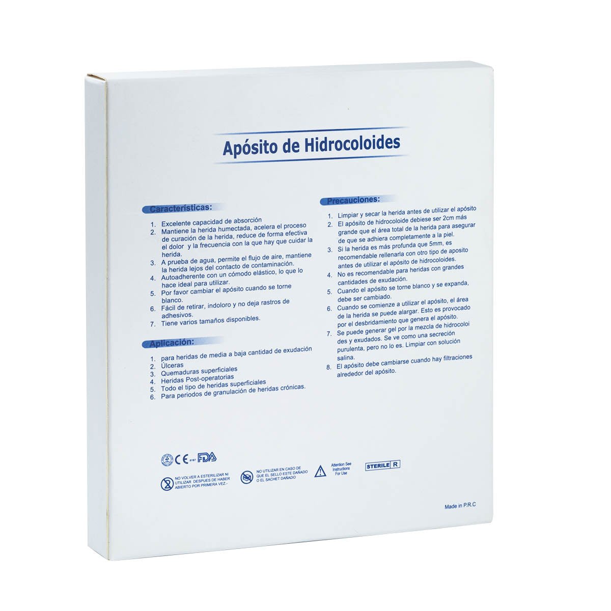 Apósito de Hidrocoloides 10 x 10 cm ( caja 10 unidades) - INDUMEDICAL