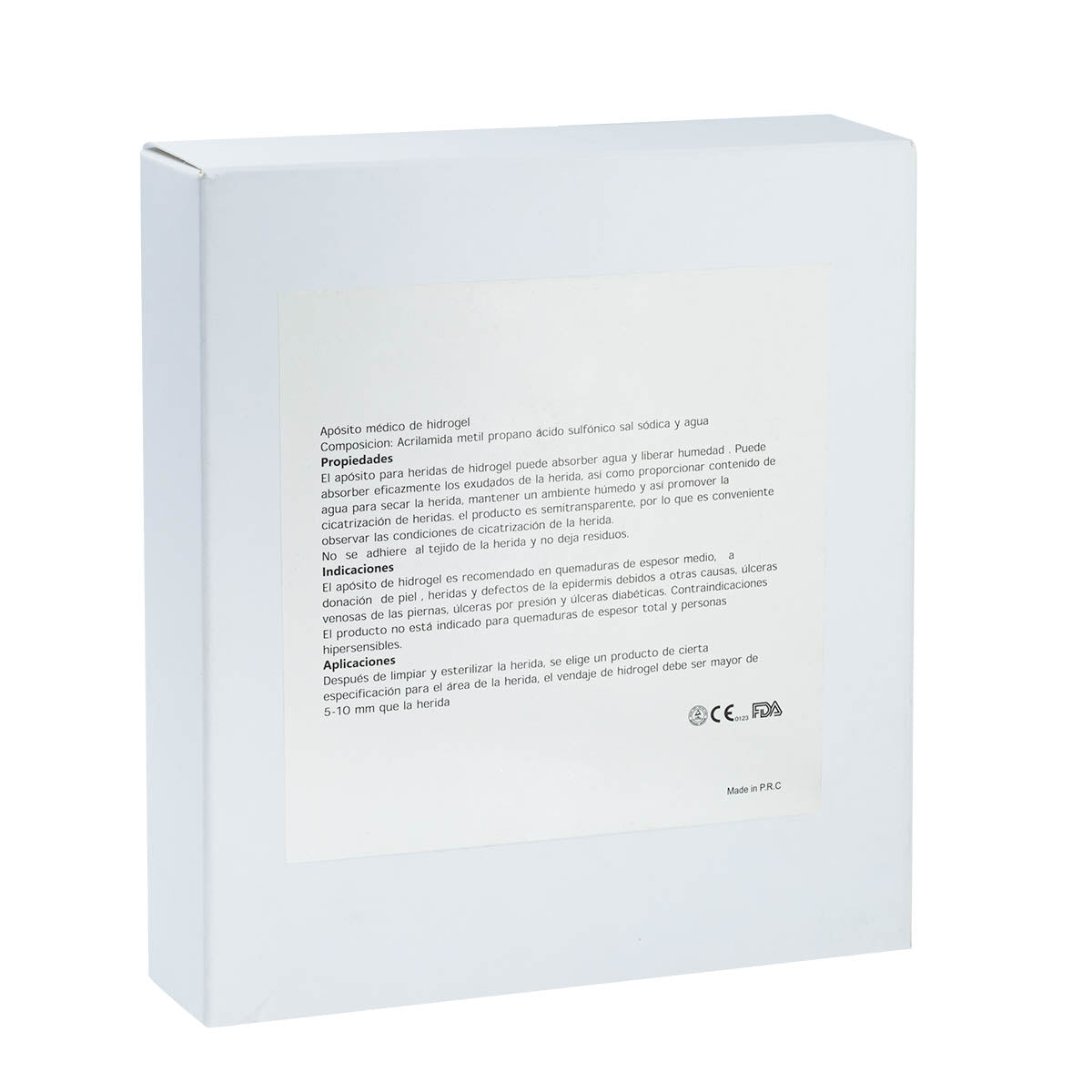 Apósito de Hidrogel 10 x 10cm ( caja 10 unidades ) - INDUMEDICAL