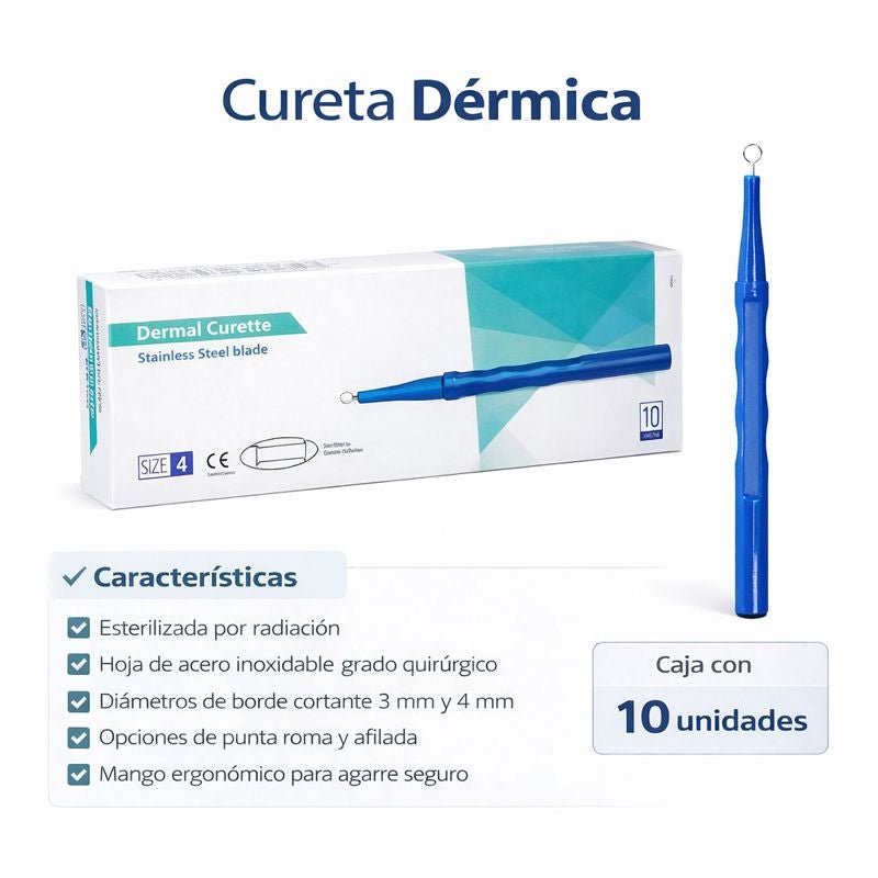 Cureta Dermica o Dermal 4mm ( caja 10 unidades ) - INDUMEDICAL